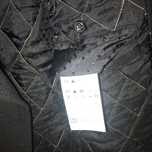 Hugo Boss Black Pea Coat with Faux Fur Collar